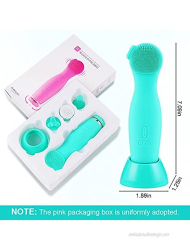 Facial Cleansing Brush 2-1 Waterproof Spin Sonic Vibrating Face Brush with 4 Heads Rechargeable 4 Speed Modes for Gentle Exfoliating Massaging & Deep Cleaning Blue