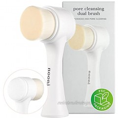 NOONI Pore Cleansing Manual Dual Face Brush | 2-in-1 Soft Bristle & Silicone Facial Cleansing Brush for Exfoliating and Deep Pore Cleansing | Korean Skincare Tools