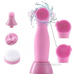 Silicone Face Scrubber,facial Brush Waterproof Face Scrubber Brush for Deep Cleaning Gentle Exfoliating Blackhead Removing and Massaging Are Available at Ends with Four Replaceable Brush Heads