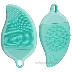 Silicone Face Scrubbers Exfoliator Brush and Shampoo Massager Brush Scalp Exfoliator All in One 2 Pack Facial Cleansing Blackhead Exfoliating Brush & Scalp Scrubber Tool for Hair Growth Lake Blue