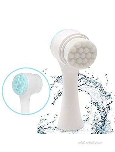 Somaer Face Wash Brush 2 in 1 Facial Cleaning Brush for Deep Pore Exfoliation Wash Makeup Massaging Acne Blue