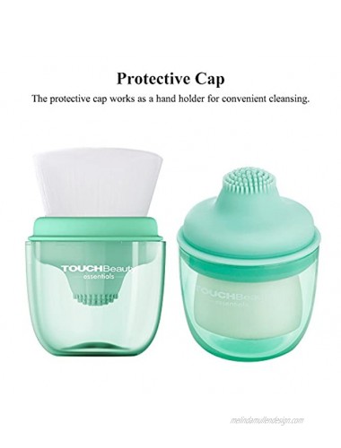 TOUCHBeauty TB-1762 Soft Bristles Silicone Facial Face Brush 2 In 1 Manual Exfoliation Pore Cleaner Brush with Storatege Green