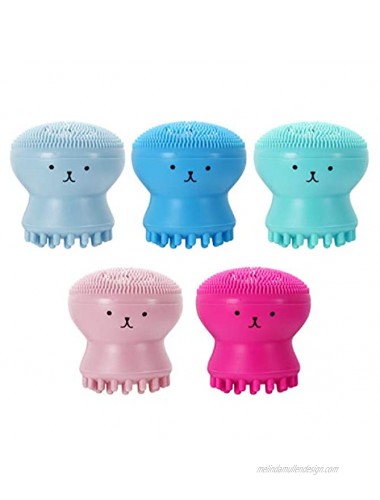 Vtrem 5 Pack Facial Cleansing Brush Silicone Handheld Face Brush and Massager Cute Small Octopus Shape Face Scrubber for Deep Cleaning Gentle Exfoliating Skin Massage