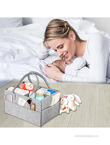 Baby Diaper Caddy Organizer Felt Nursery Storage Bin and Car Organizer Storage Changing Basket with Handle