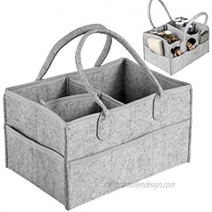 Baby Diaper Caddy Organizer Felt Nursery Storage Bin and Car Organizer Storage Changing Basket with Handle