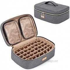 CURMIO Essential Oil Storage Case for 40 Bottles 5ml-30ml Essential Oils Organizer Case with 2 Detachable Visible Pouches and Portable Handle Patented Design Gray Bag Only