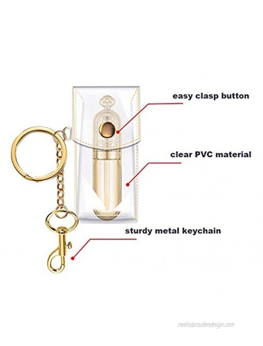 DGQ Clip-on Sleeve Chapstick Pouch Keychain Lipstick Holder 1 PC Clear Lipstick Case Holder Plastic Cosmetic Storage Kit Makeup Travel Cases Organizer Bag