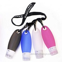 Gym Refillable Bottles Leak Proof Camping Travel Containers with Shower Lanyard ,3.3oz TSA Approved Squeezable Silicone Travel Tube Set for Gym Shampoo Lotion Soap