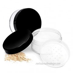 Kalevel 2pcs Reusable Empty Loose Powder Cosmetic Container Jars 30ml 1 oz Plastic Makeup Containers Powder Puff Case Storage Box Refillable Face Powder Compact with Mesh Sifter and Black Lids 30ml