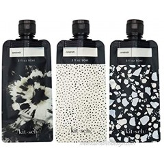 Kitsch Ultimate Travel Bottles Set Travel Containers Carry on TSA approved 3pcs Black & Ivory