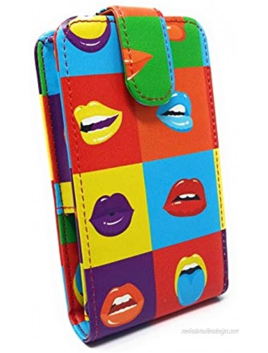 LIMITED EDITION Lipsense Makeup Lipstick Case with Mirror for Purse by CariWare | Cosmetic Pouch With Mirror Fits Lip sense gloss glossy and Most Popular Brands of Liquid Long Lipstick Pop Art