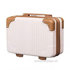 Lzttyee 14in Hard Shell Cosmetic Carrying Case Portable Travel Hand Luggage Suitcase Beige