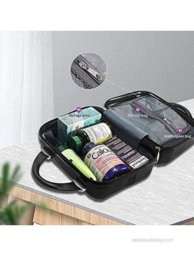 Makeup Travel Case Hard Cosmetic Organizer Bag Small Makeup Bag Box Retro Mini ABS Carrying Suitcase for Women Girls Black