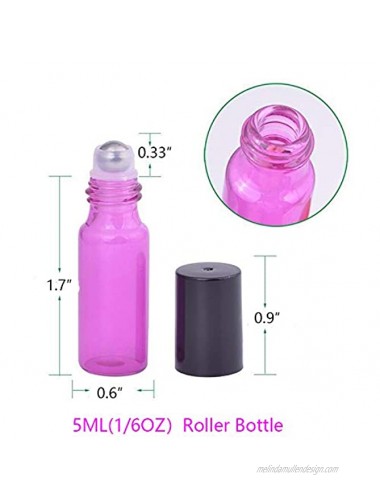 Premium 6 Pack 5ML Roller Bottles And 1 Pack MINI Essential Oil Carrying Case Perfects For Purse Travel With 1PCS Opener Key Tool 20 more Bottle Lable Sticker. Blue