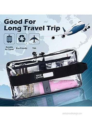 Rough Enough Clear Makeup Bag TSA Approved Toiletry Bags Travel Cosmetic Organizer Case with Zipper Pockets and Handle