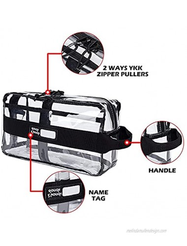 Rough Enough Clear Makeup Bag TSA Approved Toiletry Bags Travel Cosmetic Organizer Case with Zipper Pockets and Handle