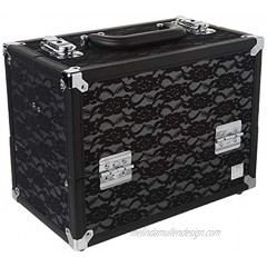 Caboodles Make Me Over 4 Tray Train Case Cosmetic Storage Case & Organizer Black Lace 3.5 Lb
