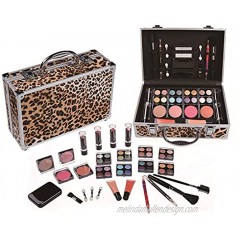 Cameo Carry All Trunk Train Case with Makeup and Reusable Aluminum Case Leopard