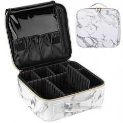 Cosmetic Travel Bag Portable Storage Makeup Case Marble Professional Adjustable Divider Makeup Supplies Organizer