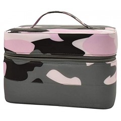 iscream Orchid Dusk Camo Zippered Handled Fully Lined 9" x 6" Train Case Style Cosmetic Travel Bag