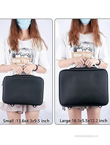 JSAHAH Cosmetic Train Cases 3 Layers Makeup Bag Makeup Train Case Large Capacity Travel Professional Makeup Train Case Cosmetic Brush Organizer Portable with Shoulder Strap & Handle Large:15.8 X 5.5 X 11.4 inch