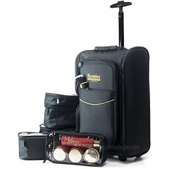 Kemier Portable Rolling Makeup Case ,Professional Makeup Train Case with Wheels,Soft Sided Nylon Make Up Backpack with 5 Removable & Independent Cosmetic Organizer Bag