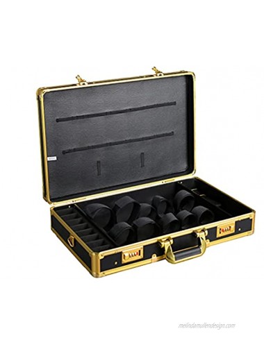 Kinglioncase Barber Case Hair Kit Tool Box Organizer Gold Beauty Box with Portable Handle and Secure Numlock Aluminum Frame and Reinforced Fillet 21 x 13 x 4.5