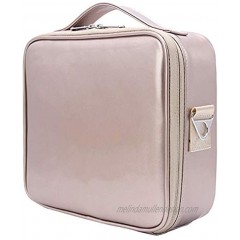 Relavel Cosmetic Case Makeup Case Travel Train Case Professional Portable Cosmetic Artist Storage Bag with Adjustable Dividers for Cosmetics Makeup Brushes and Adjustable Shoulder Strap Rose Gold