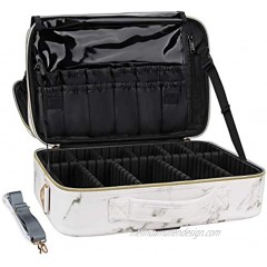 Relavel Marble Makeup Bag Small Cosmeticbag Travel Train Case Portable Cosmetic Artist Storage Bag with Adjustable Dividers for Cosmetics Makeup Brushes Marble White