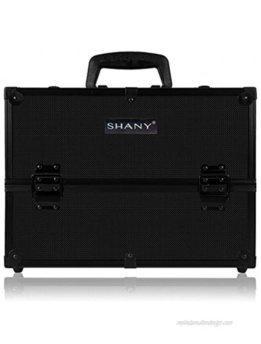 SHANY Essential Pro Makeup Train Case with Shoulder Strap and Locks Black On Black