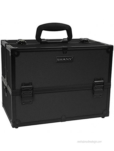 SHANY Essential Pro Makeup Train Case with Shoulder Strap and Locks Black On Black