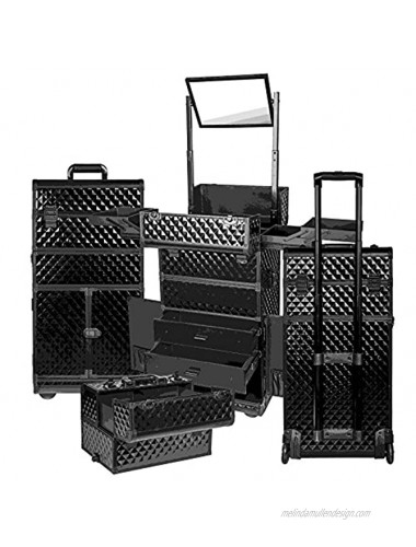 SHANY REBEL Series Pro Makeup Artists Rolling Train Case Trolley Case Curious Black Cat