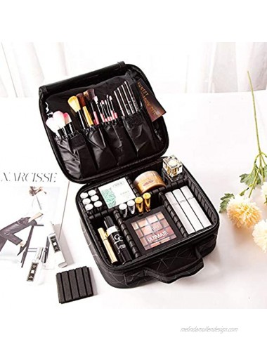 Travel Makeup Bag,Portable Makeup Train Case PU Leather Cosmetic Storage Organizer with Adjustable Dividers for Cosmetics Makeup Brushes