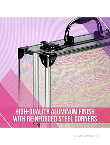 Ver Beauty Makeup Train Case Set with 58 Cosmetics Included & Built-In Mirror Snake Pastel