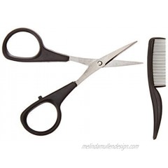 Allary Men's Beard & Mustache Scissors & Mini Comb Trimming Kit
