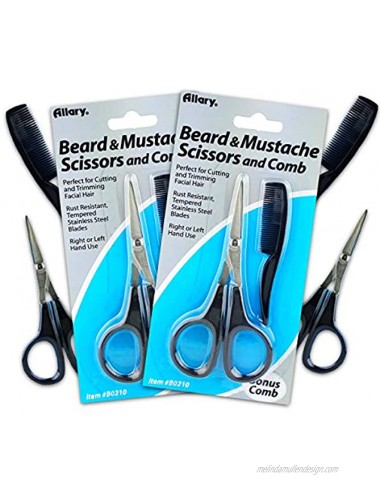 Beard and Mustache Grooming Kit for Men -- 2 Sets Beard Trimming Scissors Shears with Comb