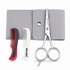 Beard Mustache Scissors Beard Grooming Cutting Scissors Kit Sharpness and Stainless Steel Aethland Beard Trimming Scissors with 2pcs Small Comb and Leather Pouch