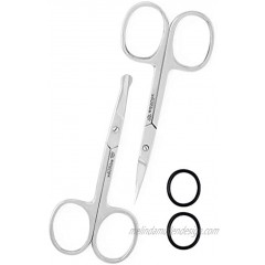 Equinox Mustache Scissors for a Beautiful Facial Hair Look Use for trimming cutting or grooming Brows Eyelashes Ear Hair Mustache Eyebrows Nose Hair and More Curved and Rounded Safety Design