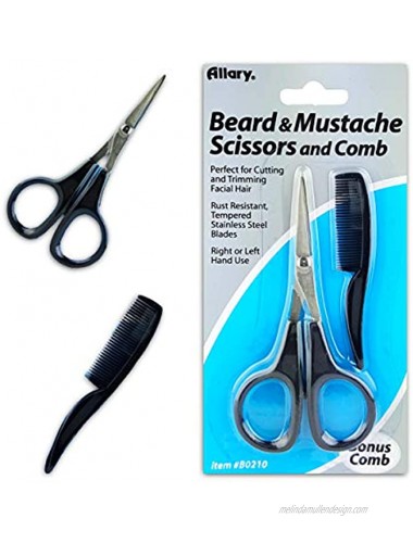 Men's Beard & Mustache Scissors and Mini Comb Trimming Kit ~ Facial Hair Scissors and Comb Mens Grooming Kit