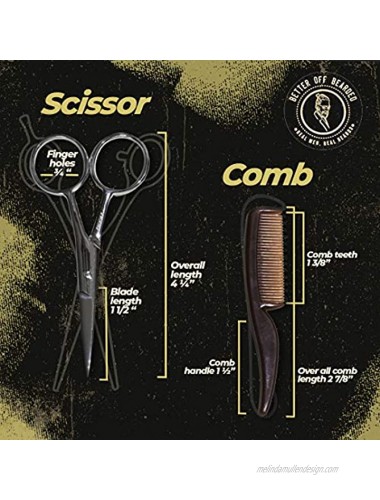 Mustache Grooming Kit Mustache Scissors For Men For Precise Facial Hair Trimming Mustache Combs For Men Perfect Moustache Comb and Moustache Scissors Great For Travel