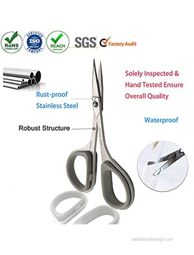 PAFASON Stainless Steel Mustache Beard Facial Nose Hair Trimming Scissor Set with Safety Cover and Leather Pouch