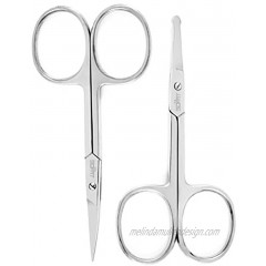 SDFIT- Mustache Scissors for Men Multi Functions Beard Trimming Kit Stainless Steel with Sharp Razor Blades for Nose Hair Scissors & Long Lasting Guarantee Pack of 2