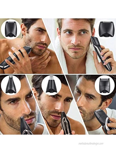 Beard Trimmer Grooming Kit for Men Cordless Electric Hair Clipper Body Shaver Waterproof Mustache Trimmer Rechargeable 5 in 1 with 2 Adjustable Guards Gift Set Black