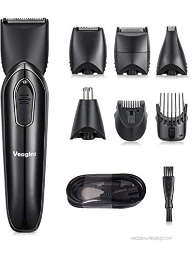 Beard Trimmer Grooming Kit for Men Cordless Electric Hair Clipper Body Shaver Waterproof Mustache Trimmer Rechargeable 5 in 1 with 2 Adjustable Guards Gift Set Black