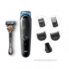 Braun 7-in-1 Beard Trimmer & Hair Clipper All-In-One Manscaping Trimmer MGK5045 13 length settings with only 4 combs Detail Trimmer Attachment Black Blue