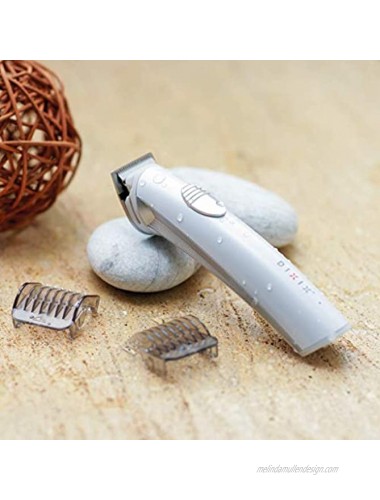 DIXIX USB Rechargeable Washable Pro-Trimmer for Men Use with Adjustable Combs White Silver