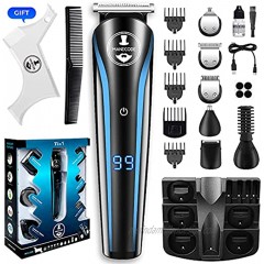 Manecode Beard and Hair Electric Trimmer for Men Cordless Personal Hair Cut Machine Professional 11-in-One Grooming Kit for Body Face Ear Nose and Pubic