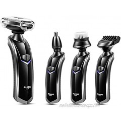 RUNWE All-In-1 Men's Grooming Kit Electric Rotary Shaver Beard Trimmer Nose Hair Trimmer Face Cleaning Brush with Cordless Charging Dock for Men