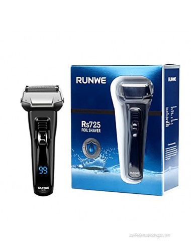 Runwe Rs725 Men's Electric Razor Cordless Foil Shaver with Pop-Up Beard Trimmer and LCD Display for Men Wet Dry Shaving