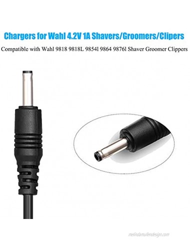 SoulBay 4.2V AC Adapter Charger Cord for Wahl Trimmer Clipper 9818 9818L 9854L 9864 9876L 9880L 9888L Lithium Ion Beard Shaver Groomer S003HU0420060 S004mu0400090 Class 2 Power Supply Replacement